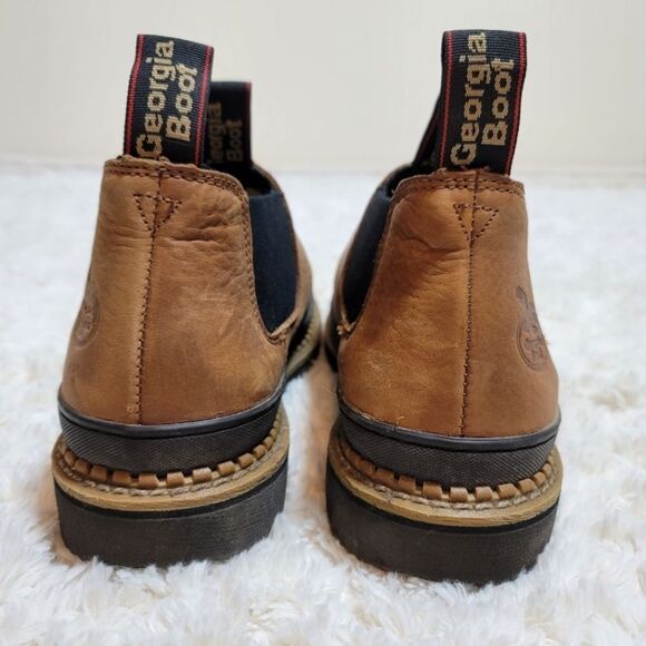 Georgia Boot Giant Revamp Romeo Gored Leather Brown Oil Resistant Work Boots - Picture 9 of 12